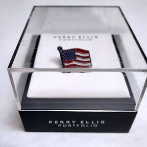 Perry‎ Ellis Portfolio Mens American Flag Lapel Pin Brooch NIB Patriotic Suit